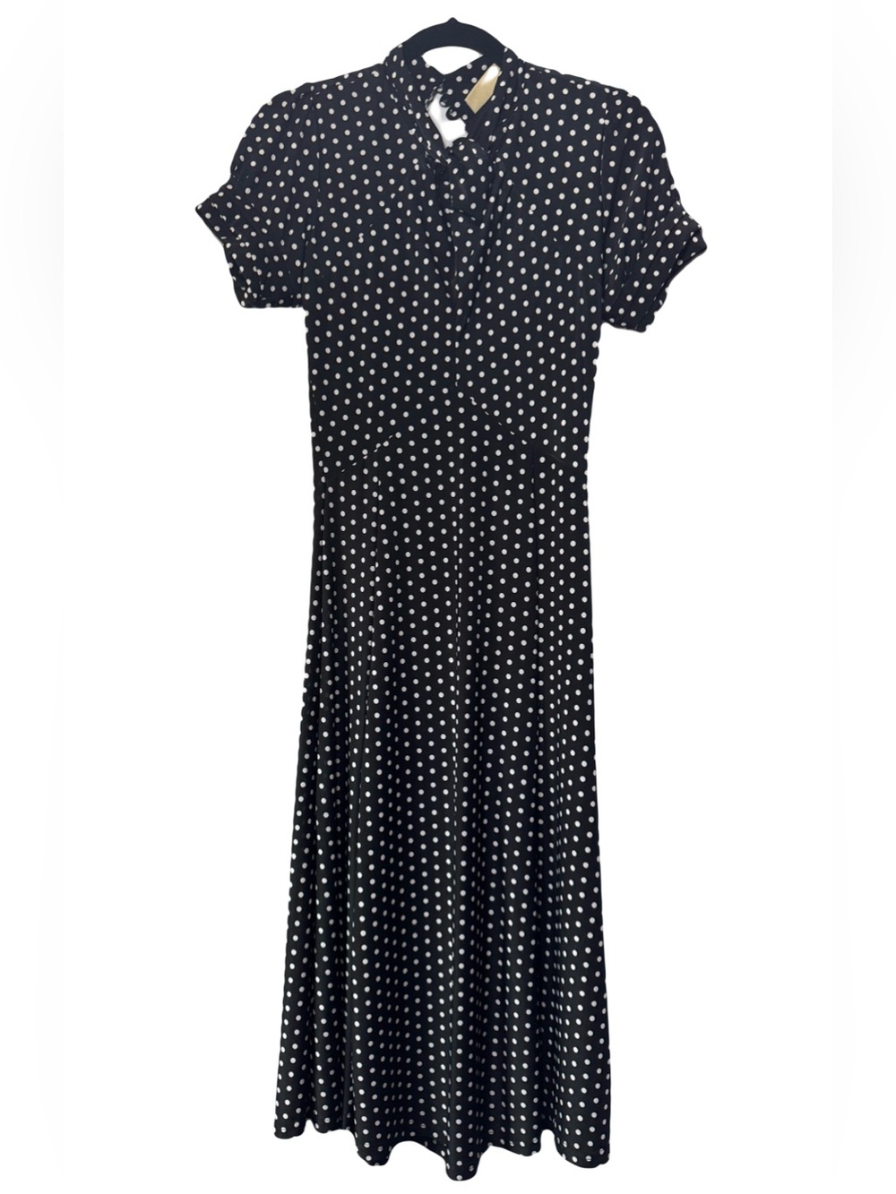 Lindy Bop Black Midi Dress with White Polka Dots size small/medium